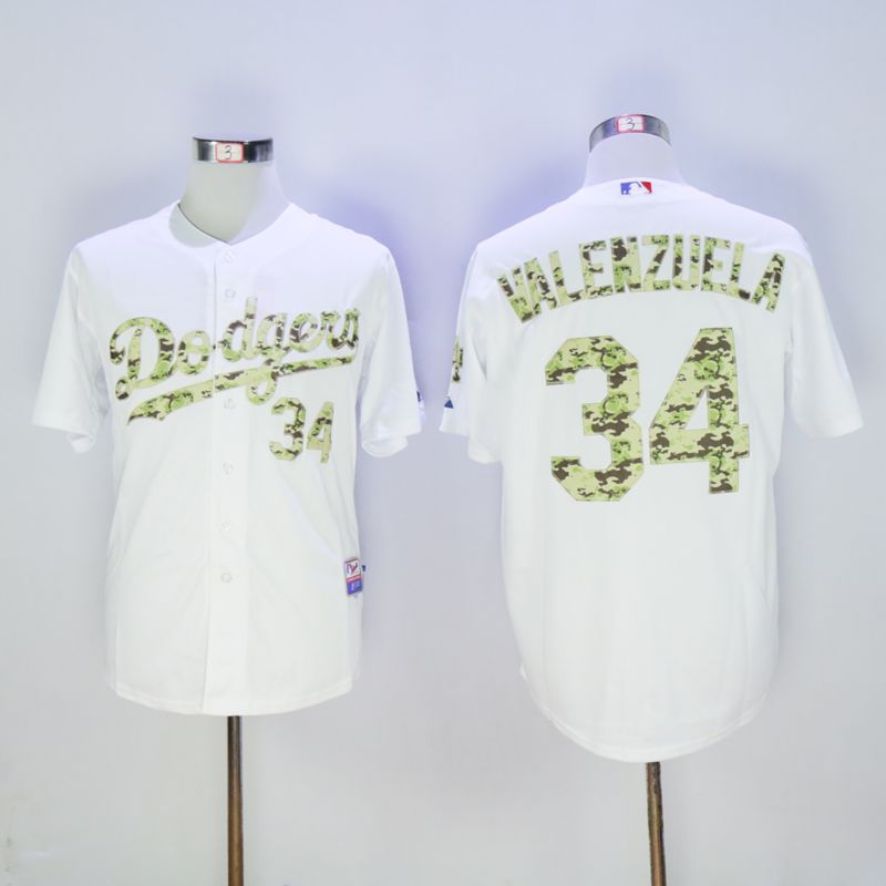 Men Los Angeles Dodgers #34 Valenzuela White Camo MLB Jerseys->los angeles dodgers->MLB Jersey